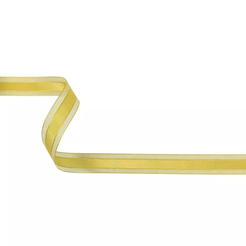 Yellow Woven Ribbon with Sheer Organza Borders – 0.75″
